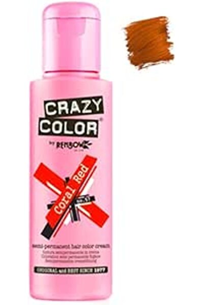 Crazy Color Hair Dye - Vegan & Cruelty-Free Semi-Permanent, Coral Red #57, 100 ml