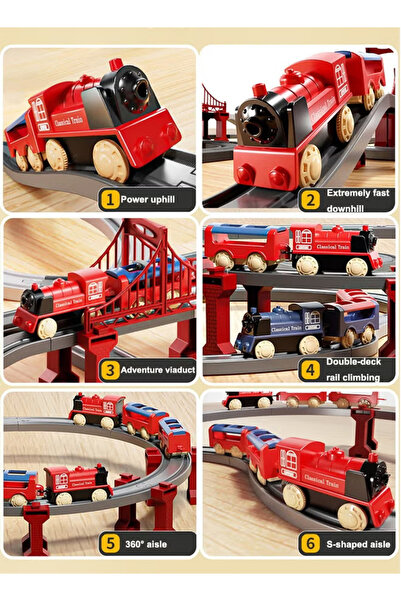 Generic 90cm Electric Rail Train Toy Model Train Toy Birthday Gift Boy's Toy，red