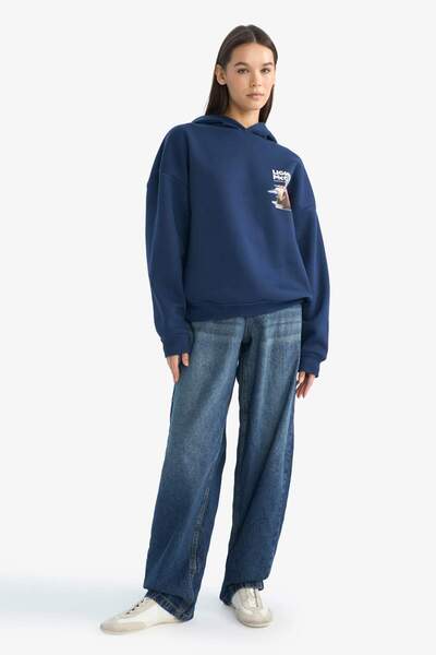 DeFacto Coool Cars Oversized Wide Fit Hooded Back Printed Sweatshirt F9167Ax25Wn