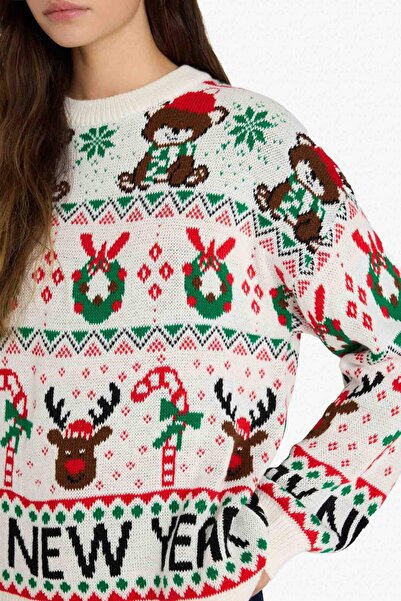 DeFacto Christmas Themed Regular Fit Crew Neck Sweater F4384Ax25Cw