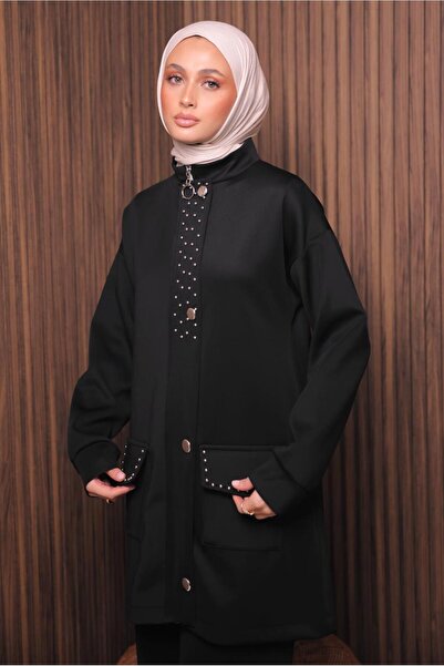 TRENDTESETTÜR Women's Black Pants and Scuba Knitted Suit t 4335