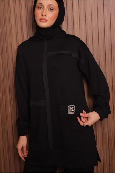 TRENDTESETTÜR Women's Black K Hooded Pants Suit t 3017