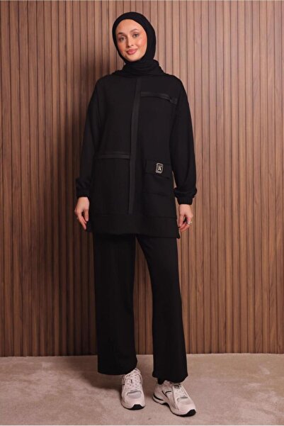 TRENDTESETTÜR Women's Black K Hooded Pants Suit t 3017