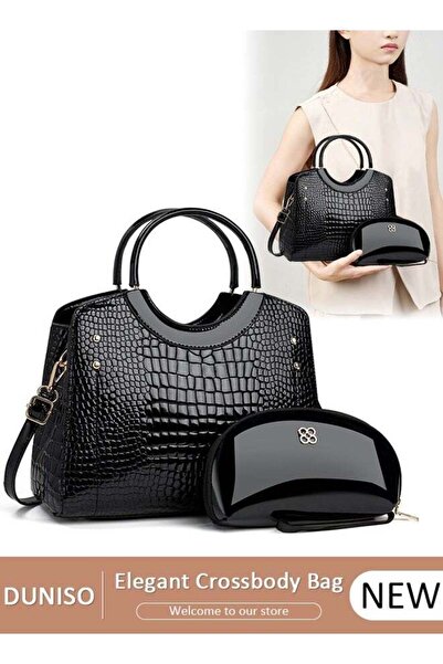 DOMEET 2 Piece Women's Fashion Shoulder Tote Bag Faux Leather Handbag Set For Women Large Capacity Clutch B