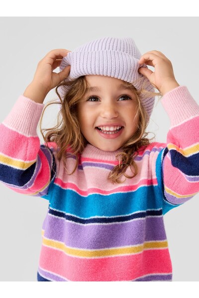 GAP Kız Çocuk Çok Renkli Relaxed Intarsia Kazak