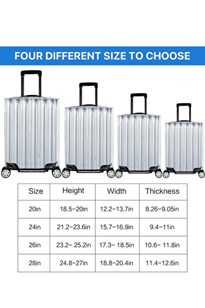 Generic Transparent luggage cover, waterproof PVC, suitable for 20, 22, 24, 26, and 28-inch suitcases