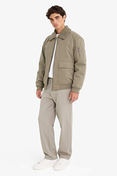 DeFacto Water Repellent O Oversized Wide Fit Shirt Collar Zippered Plush Collar Coat with Inside Pocket E9247Ax25Wn