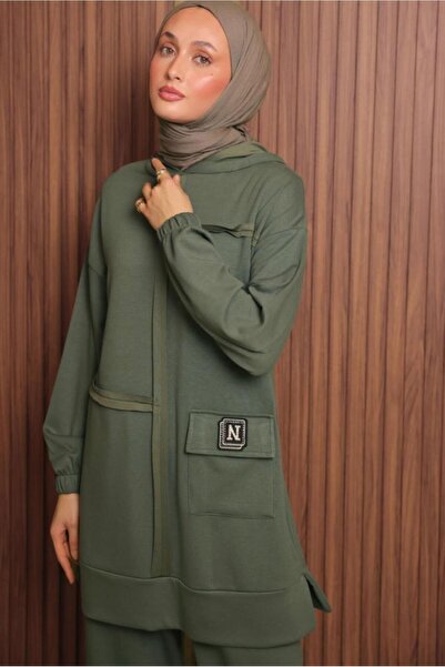 TRENDTESETTÜR Women's Khaki K Hooded Pants Suit t 3017