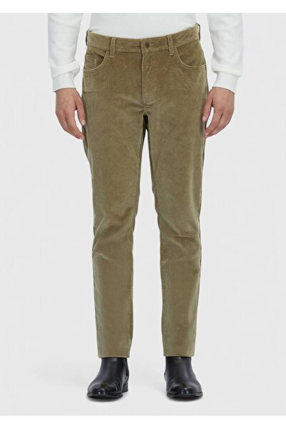 Ramsey Light Green Plain Woven Slim Fit Velvet Casual Cotton Blended Pants