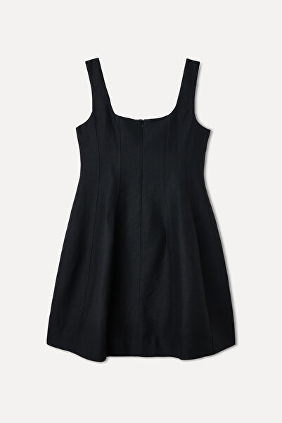 Mudo Linen Mixed Square Neck Mini Dress