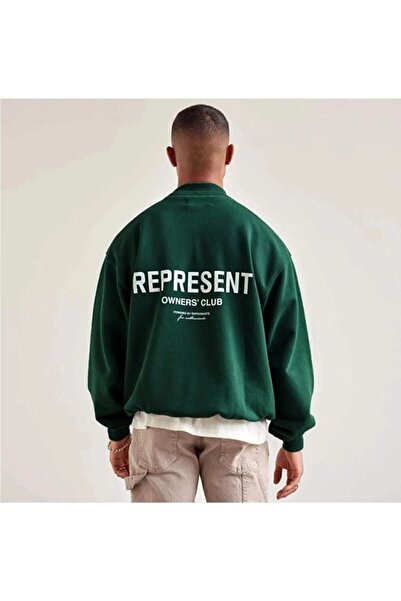ORLONTEX Ανδρικό φούτερ με στάμπα Green Represent Oversize Crew Neck