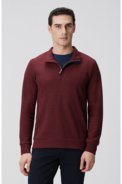 Network Bordo Süet Garni Detaylı Sweatshirt