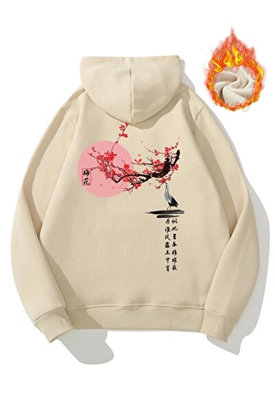 ORLONTEX Hanorac oversize cu glugă cu imprimeu japonez