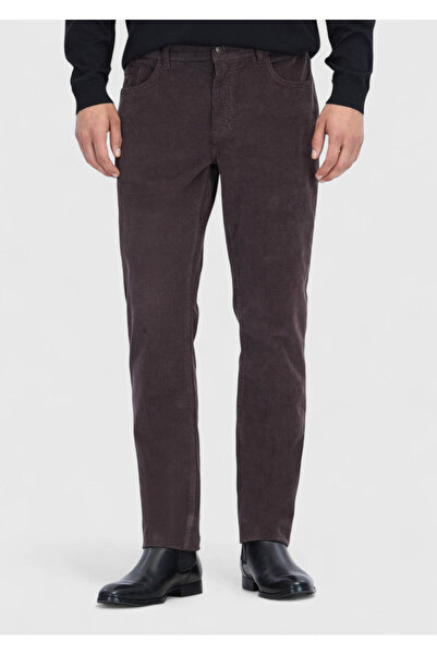 Ramsey Plum Plain Weave Slim Fit Velvet Casual Cotton Blend Pants