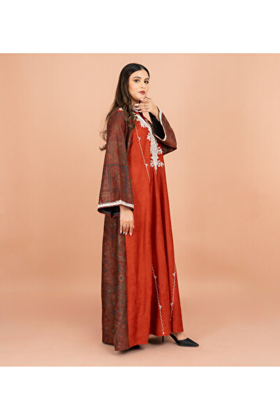 IKKXA Mandarin Colar White Embroidery Winter Straight Cut Jalabiya