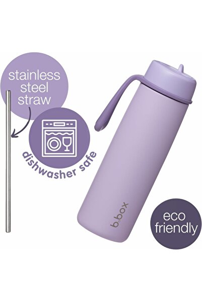 b.box Triple Insulated 23oz Water Bottle w/ Stainless Steel Straw (Lilac Love)