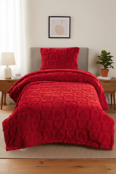 Noctiluca Amora Heart Pattern Wellsoft Single Blanket 180X230 + Pillowcase Soft Bedspread