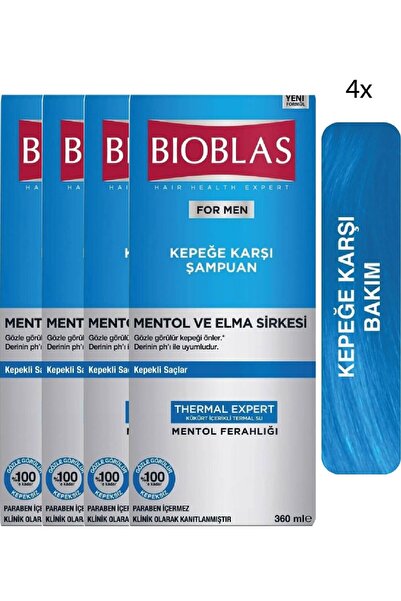 Bioblas Kepek Şampuanı - Mentol & Elma Sirkesi - 360 ml 4 Adet