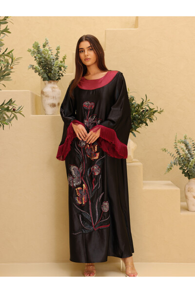 IKKXA Elegant Shimmer Fabric Floral Design Modern Sleeves