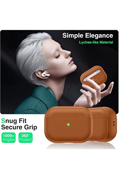 Generic Case for AirPods Pro 3 2025 Faux Leather TPU Cover Keychain Drop Protection