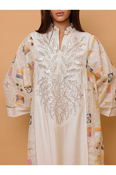 IKKXA Luxury Geometric Details Sequin Front Jalabiya