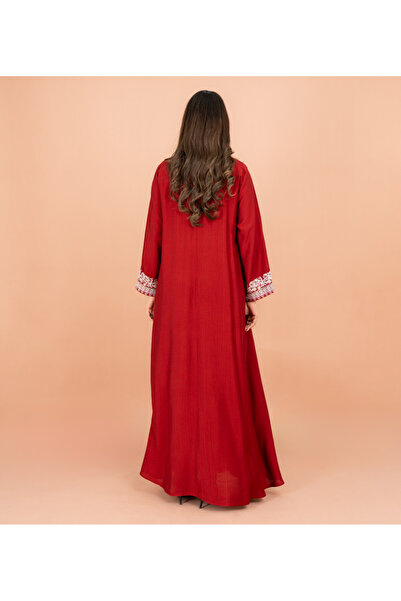 IKKXA Classic Solid Embroidery Front and Sleeves Jalabiya