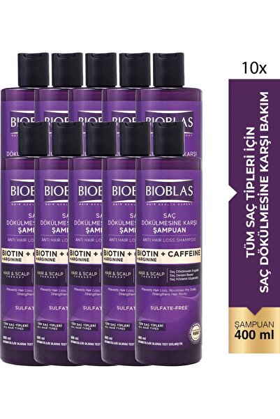 Bioblas Kafein Arjinin Biotin Saç Dökülmesi Karşıtı Şampuan 400 Ml 10 Adet