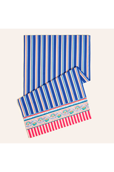 Zsa Zsa Zsu Nilüfer Dijital Baskılı Pamuk Runner 50x180 Cm Mavi