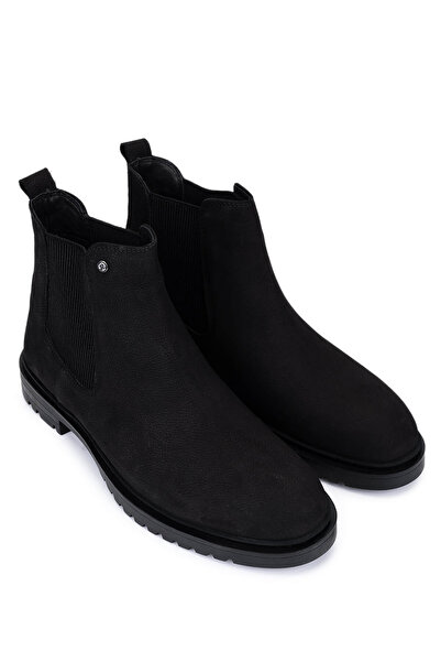 Tamer Tanca Men's Genuine Leather Black Nubuck Casual Boots