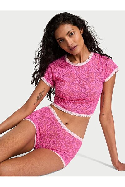 Victoria's Secret Tease Dantelli Tişört ve Şort Takımı