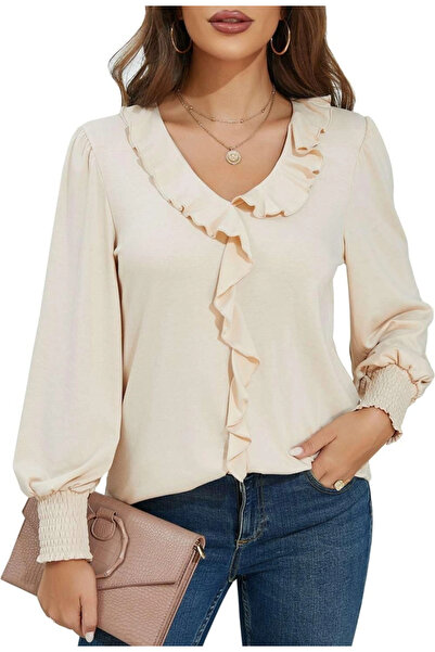 OEM Women's long-sleeved casual blouse, cream S
