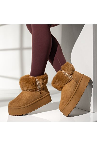 BMoD Women's brown boots with thick sole and zipper MOD12836