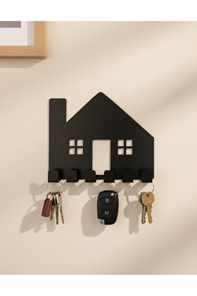 MYC House Shaped Laser Cut Metal Keychain Hanger - 6 Hooks, Wall Type - Keys
