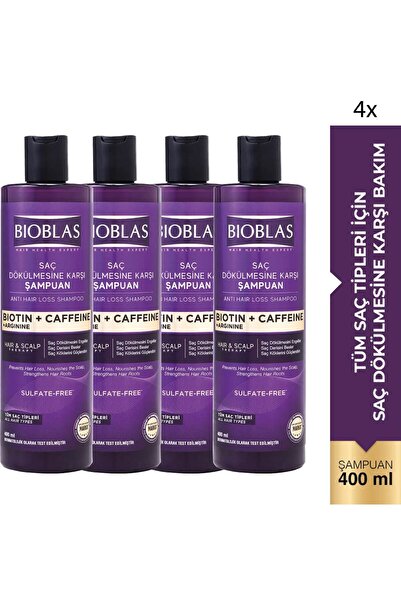 Bioblas Kafein Arjinin Biotin Saç Dökülmesi Karşıtı Şampuan 400 Ml 4 Adet