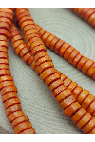 Yasamtohumu 8X3Mm Wooden Washer Beads Strand – Handmade Jewelry and Hobby Material – Orange