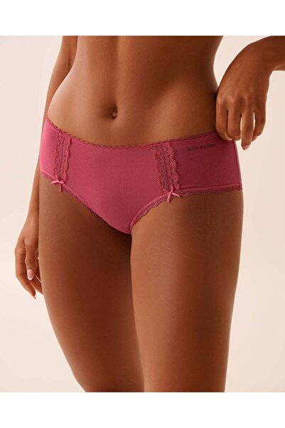 La Vie en Rose Cotton and Lace Detail Hiphugger Panty