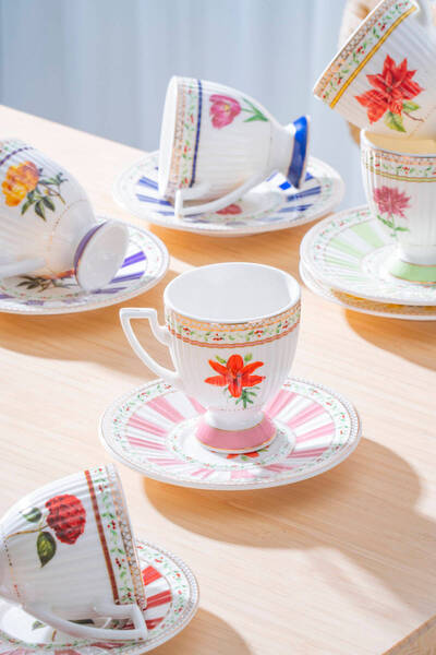 ACAR Fienne 6-Person Porcelain Coffee Cup Set - 90 ml