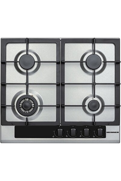 Heinner HBH-V4IWFFCIX Built-in Gas Hob, 4 Burners, Wok, Electric Ignition, 58 cm, Stainless Steel