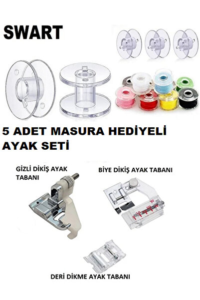Swart SİNGER ZETİNA(GİZLİ DİKİŞ AYAK-BİYE AYAK-DERİ AYAK SETİ)5 ADET MASURA H...
