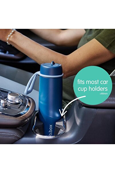 b.box Triple Insulated 23oz Water Bottle with Stainless Steel Straw (680ml / 23oz) - Midnight