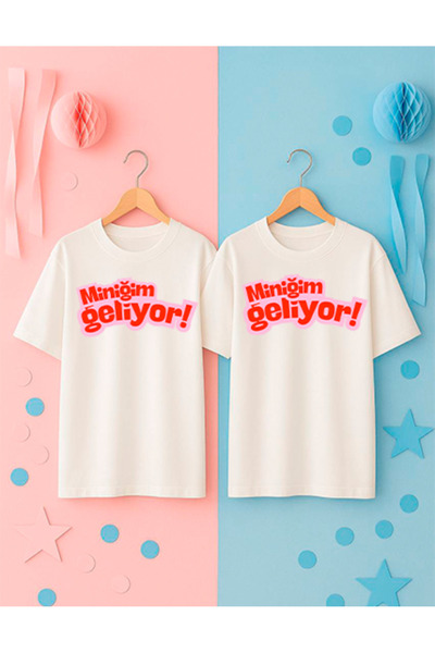 SVART WEAR Mom Dad Printed Printed 2-Piece T-Shirt Gender Party Gender Party Mom Dad Couple Oversized T-Shirt