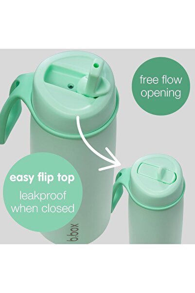 b.box Triple Insulated 23oz Water Bottle with Stainless Steel Straw (Spearmint)