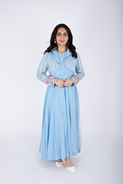 IKKXA 2 Piece Modern Patterned Embroidery Dress