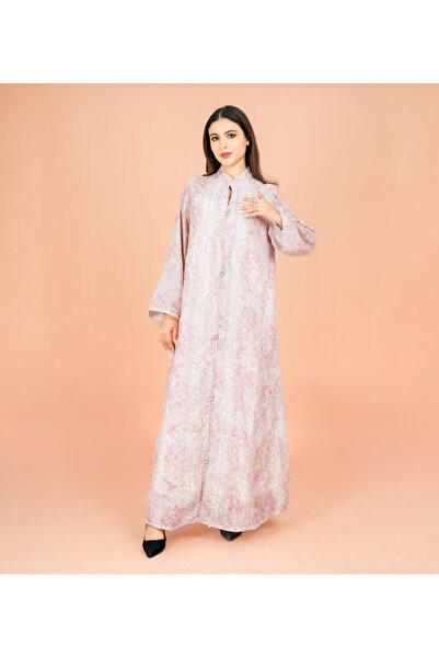 IKKXA Mandarin Colar Straight Cut Elegant Prints Jalabiya