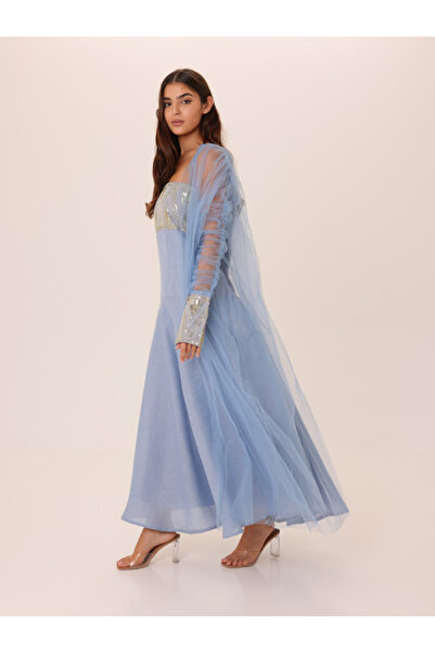 IKKXA Elegant 2 Piece Outfit Luxury Sheer Sleeves Sequins Details