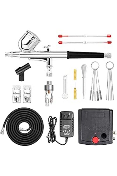 Arabest Portable Dual Action Airbrush Pen Gravity Feed Airbrush with Compressor Kit