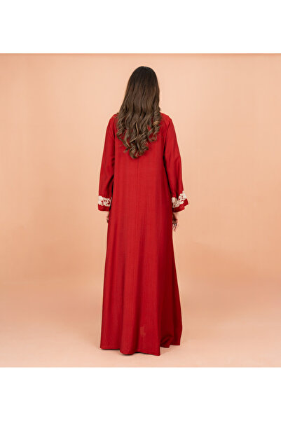 IKKXA Classic Solid Floral Embroidery Crystal Jalabiya