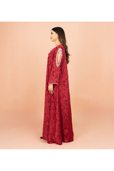 IKKXA Classic Printed Jalabiya Cold Shoulder Crystal Designs