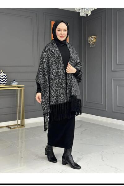 KAYA BUTİK معطف تريكو بشرائط وطبعة جلد الفهد