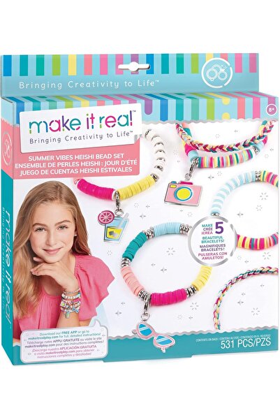Make It Real 2901317 Heishi Bead Jewellery Set, DIY Bracelets, Creative Kit for Children, Multi-Colo